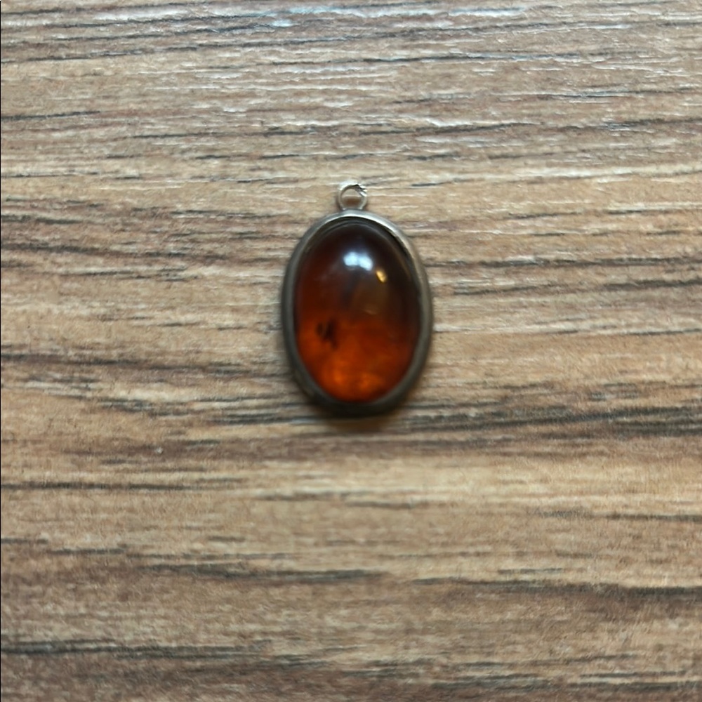 Sterling Silver Dark Amber Pendant
